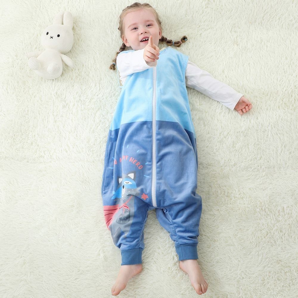 LENBEST Babyschlafsack Babyschlafsack Kinderschlafsack Warm Schlafanzug blau mit Weich Beinen