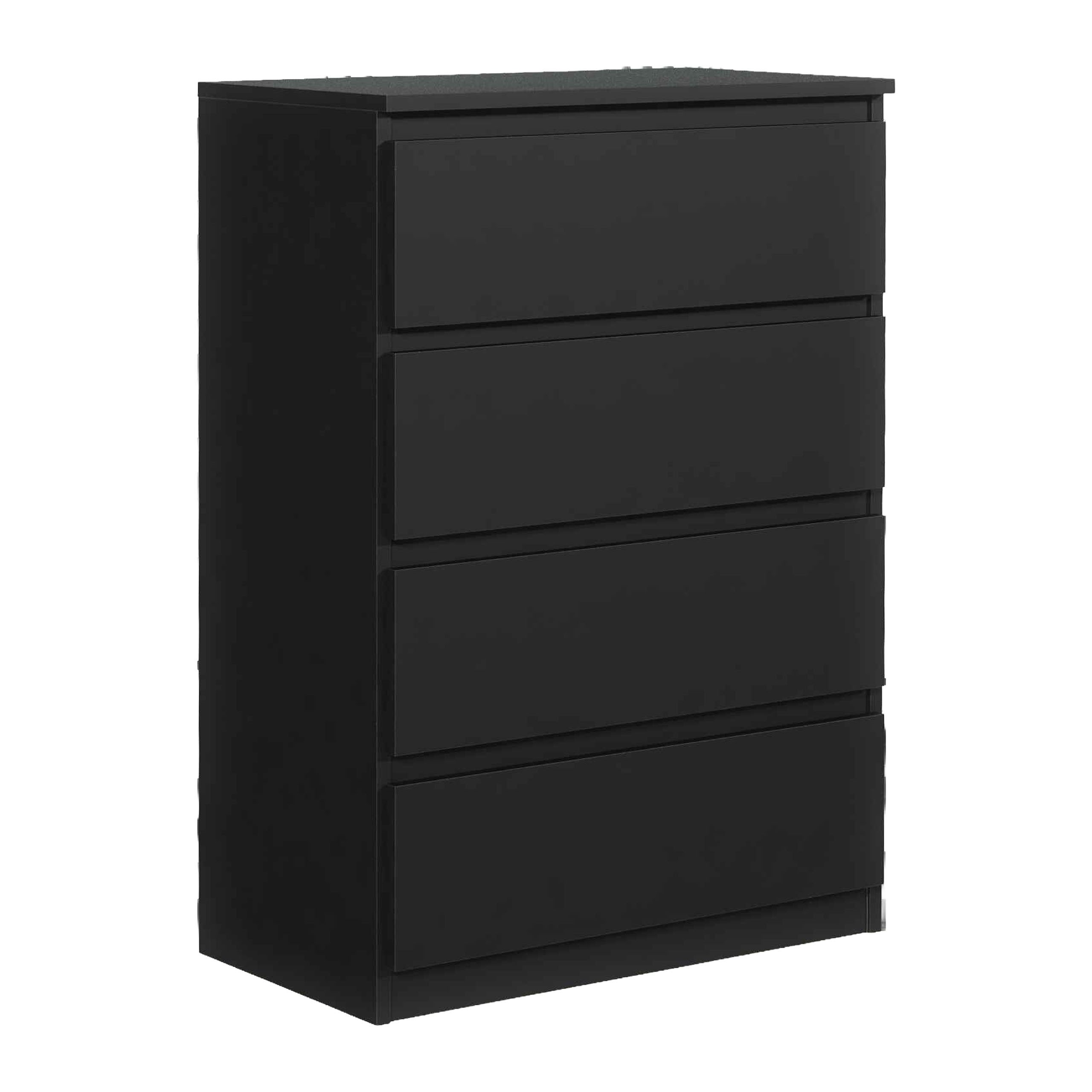Masseno Kommode NUDO 70 cm Sideboard mit 4 Schubladen Schwarz