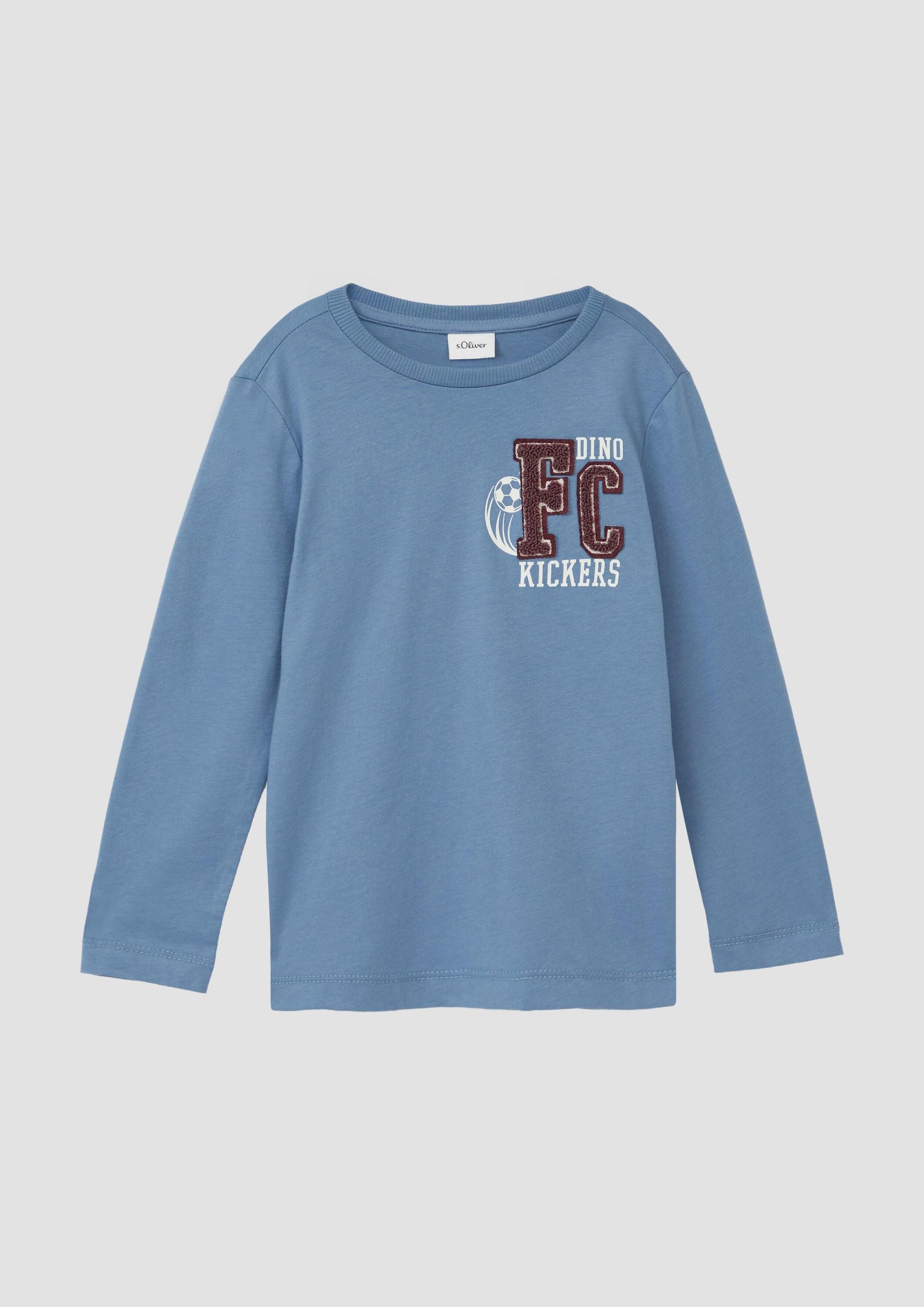 s.Oliver Langarmshirt T-Shirt Baumwoll-Longsleeve mit Flock-Applikation
