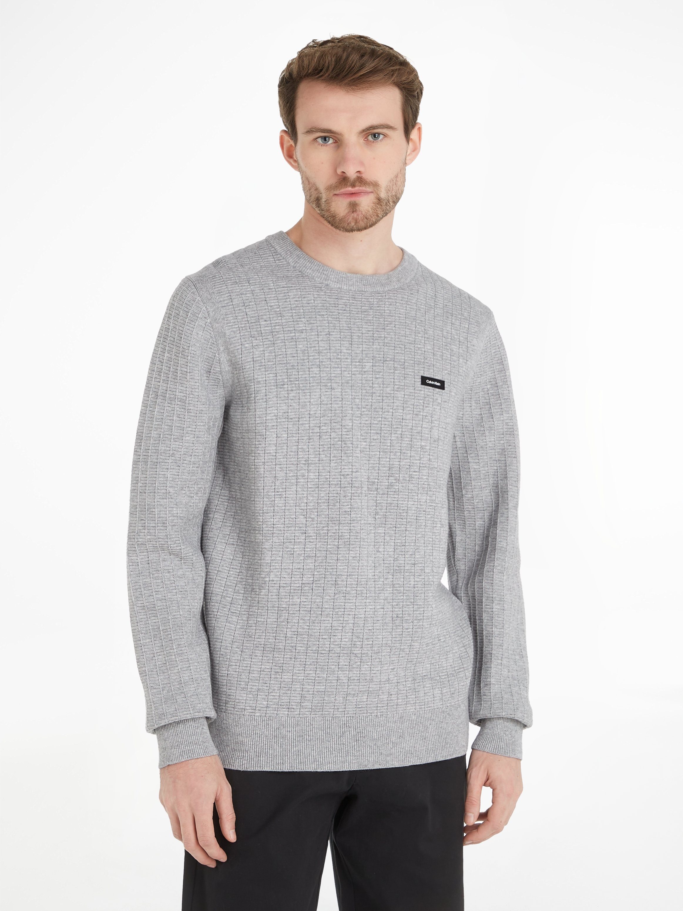 Calvin Klein Strickpullover STRUCTURE SWEATER mit Markenlabel