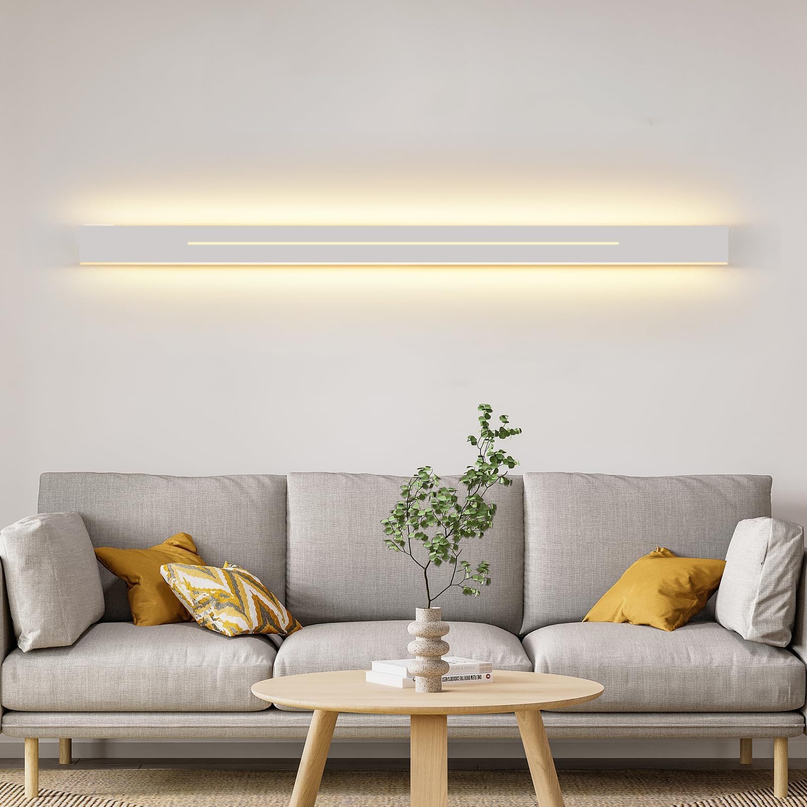 Nettlife LED Wandleuchte LED Wandleuchte 100cm Weiß warmweiß schlanke, LED fest integriert, Warmweiß, für Treppenhaus Schlafzimmer Flur Wohnzimmer Kinderzimmer
