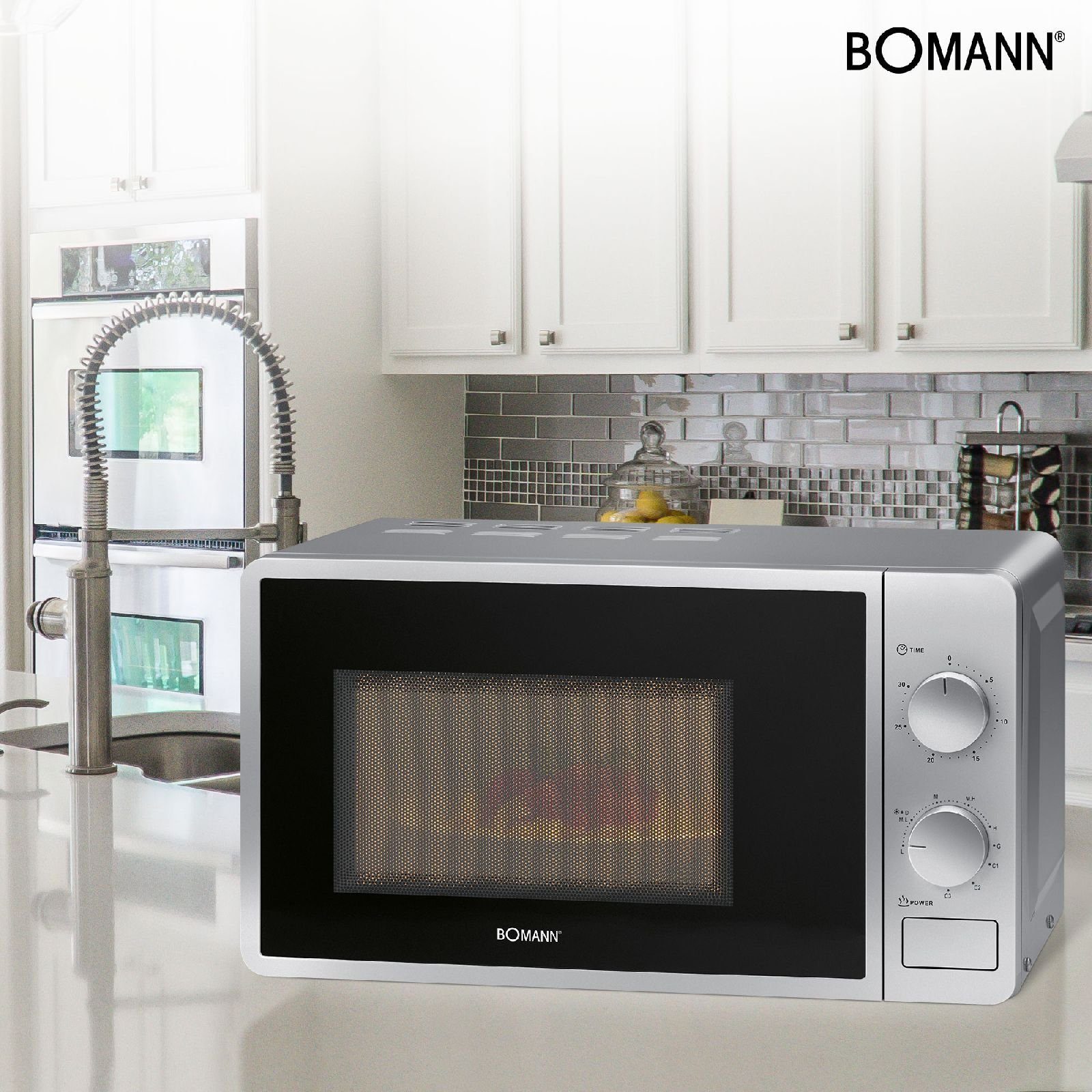 20L W Mikrowelle BOMANN 800 Grill MWG silber BOMANN 6015 Timer 2-in-1 Mikrowelle