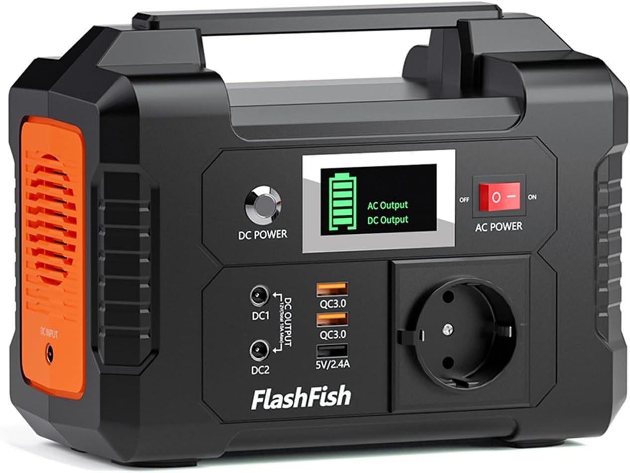 Flashfish Stromerzeuger Powerstation 200W, 151Wh Stromgenerator Solar, AC-Ausgang 230V, 0,2 in kW, (E200), für Camping,Abenteuer und Notfälle