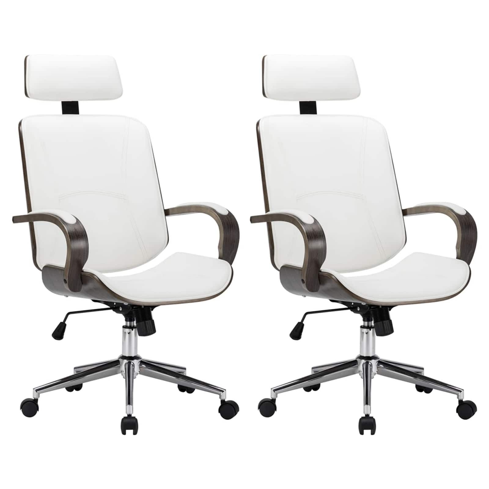vidaXL Bürostuhl Drehbare Bürostühle mit Kopfstütze 2 stk. Kunstleder (2 St)