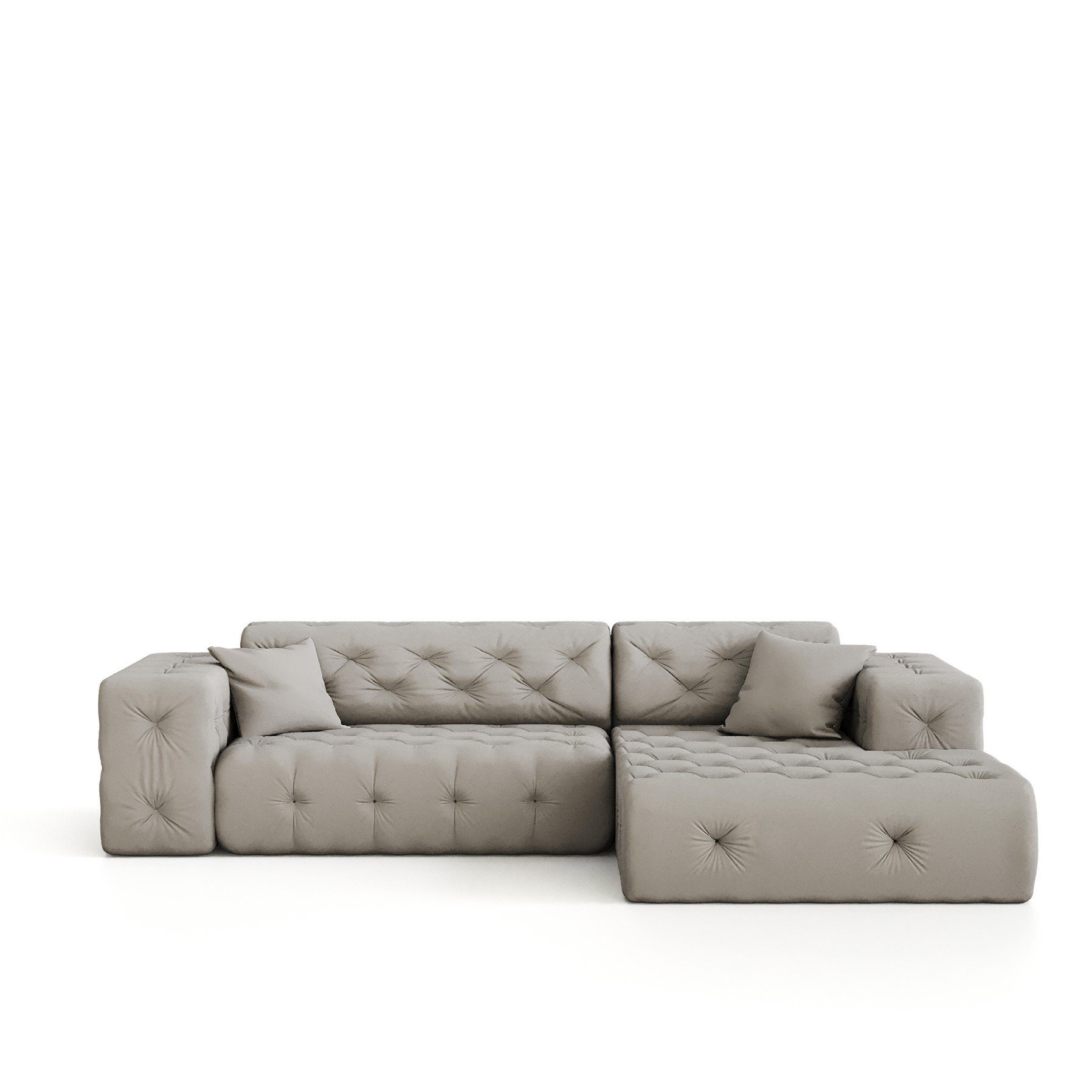 Links Ecksofa oder Rechts, incl. Fun CHANTAL Zierkissen Stoff Opera 2 Möbel mane Braun Ecksofa Velvet, in Designersofa