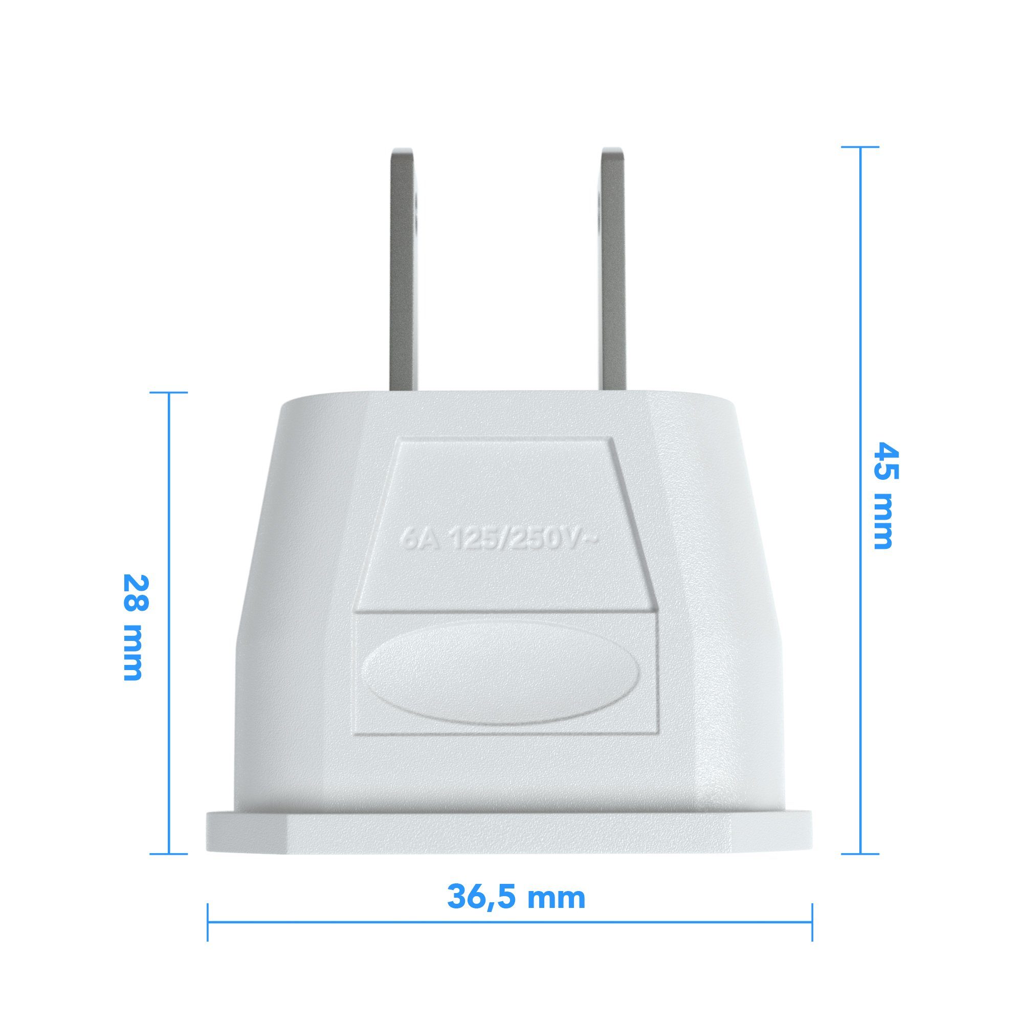 EAZY CASE 3x Travel Adapter USA Reiseadapter Stromstecker Stromadapter Typ A, 3er Set EU auf USA Adapter Strom Amerika 2pin Buchse Netzadapter Weiß