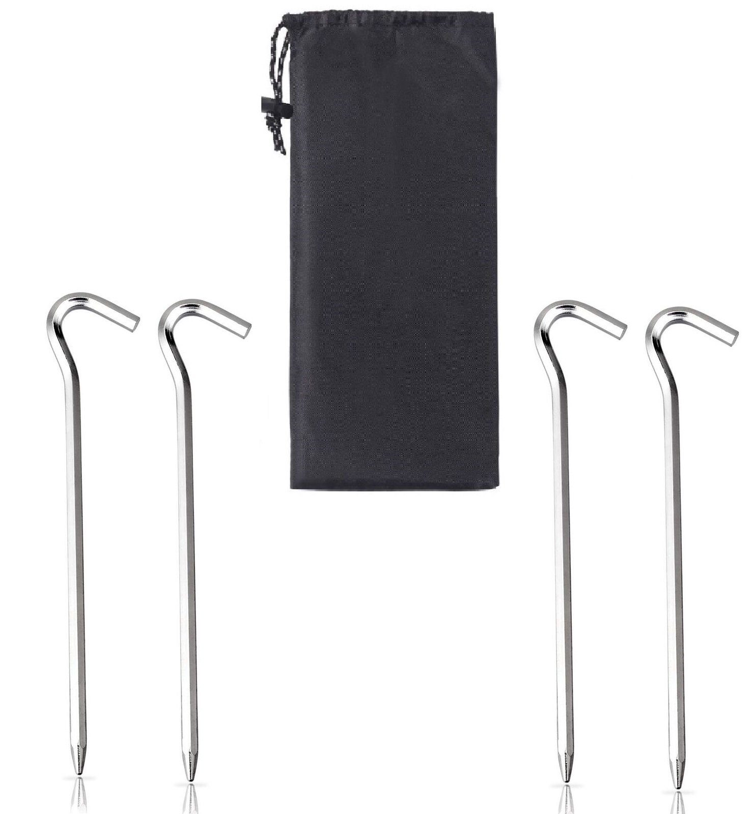 BAYLI Zelthering 4 Zeltheringe aus Aluminium mit Tasche, Erdnagel Set 18cm Lang, (4er Set Zeltheringe inkl. Aufbewahrungstasche)