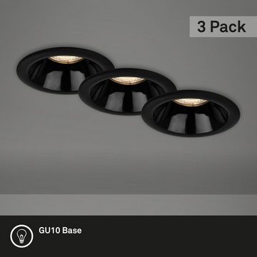 Briloner Leuchten LED Einbauleuchte 7042-035, ohne Leuchtmittel, 3er Set, Zurückgesetzte Fassung, schwarz, exkl. GU10, Ø 9,5 x 6,1 cm