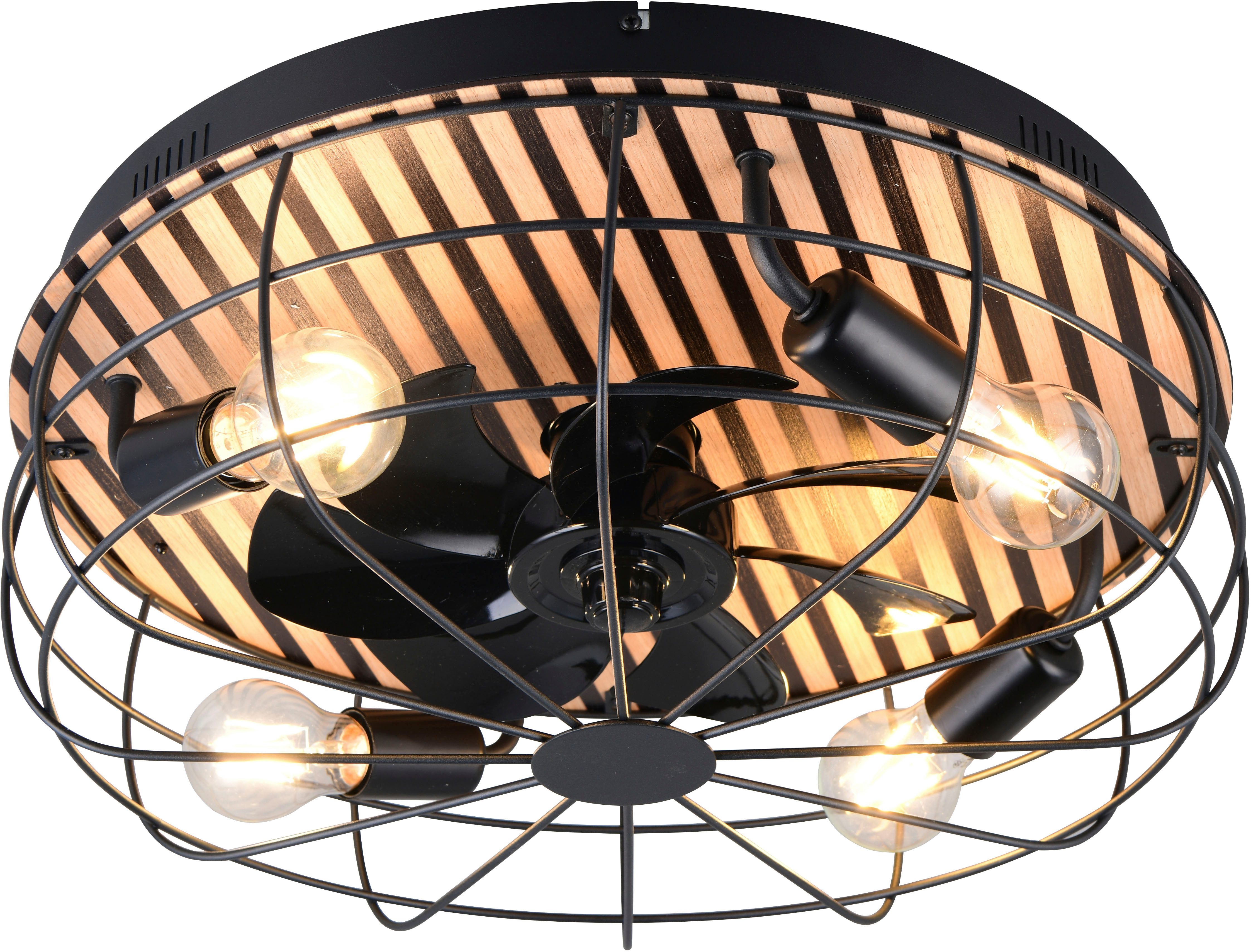 my home Deckenleuchte Nilux mit Ventilator, Deckenventilator mit Licht exkl günstig online kaufen