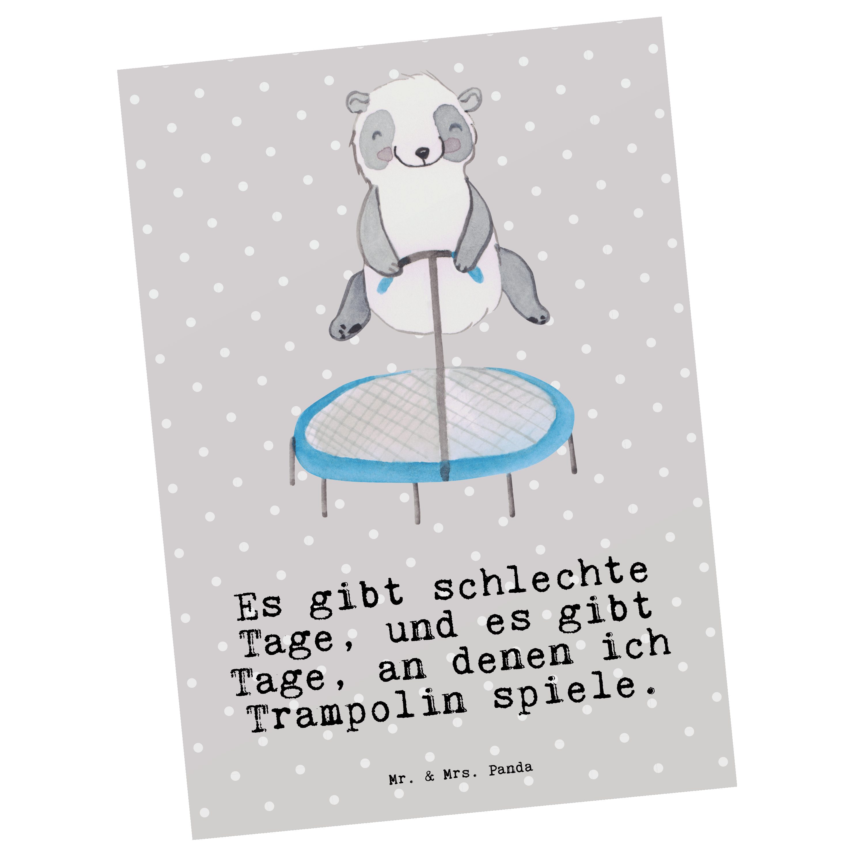 Mrs. springen Tage Mr. Postkarte Trampolin Dankeschön Panda Geschenk, - Panda - & Pastell Grau