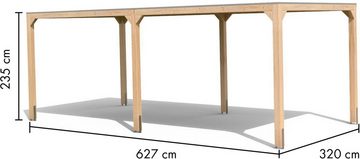 Karibu Pavillon "Gordon" SET, naturbelassen, aus hochwertigem Leimholz, inkl. selbstklebender Dachfolie