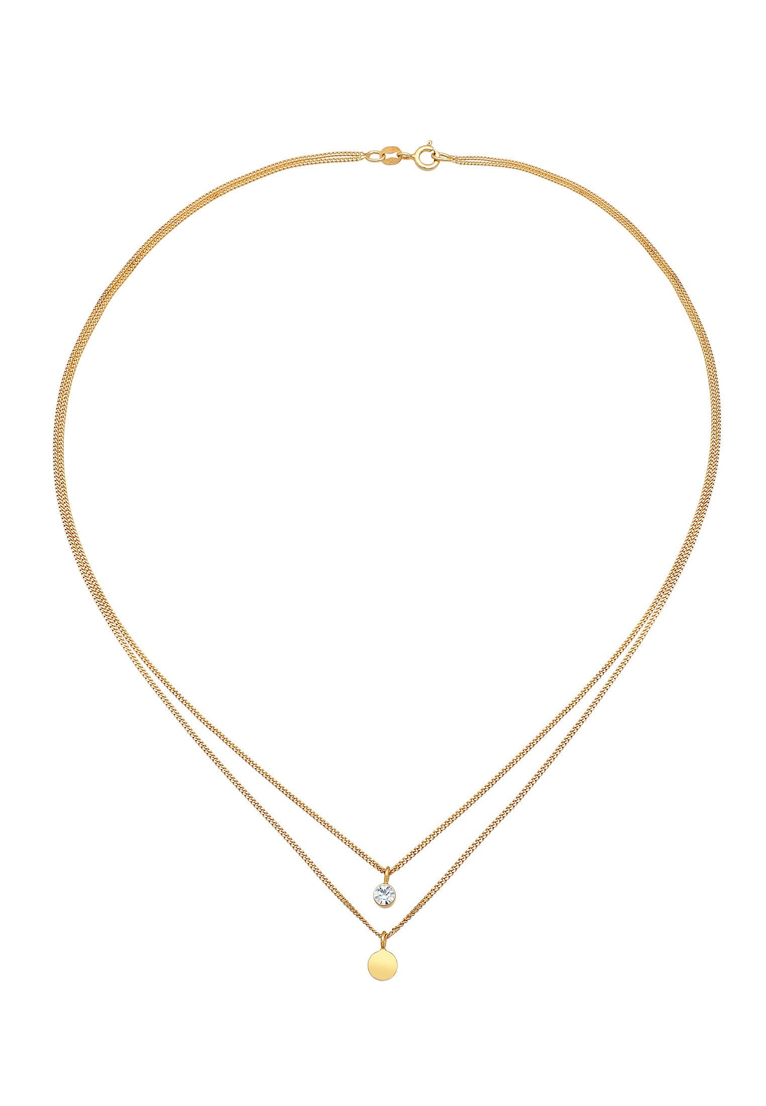 Elli Ketten-Set Layer Plättchen mit Kristallen von Swarovski® 925 Silber, Plättchen