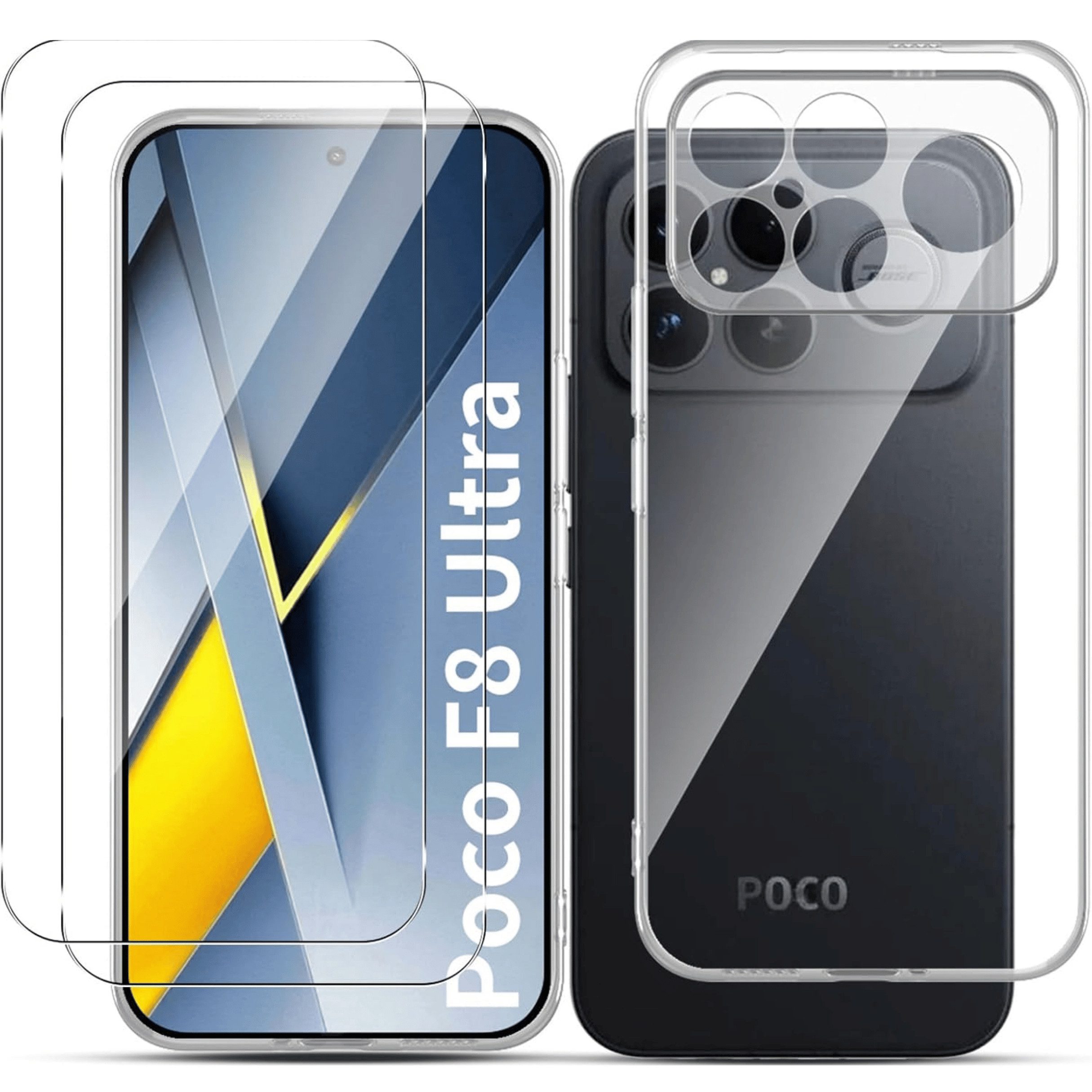 SmartUP Smartphone-Hülle + 2X Schutzglas für Xiaomi Poco F8 Ultra Panzerfolie Display Case 9H 6,85 Zoll, kompletter Rundumschutz