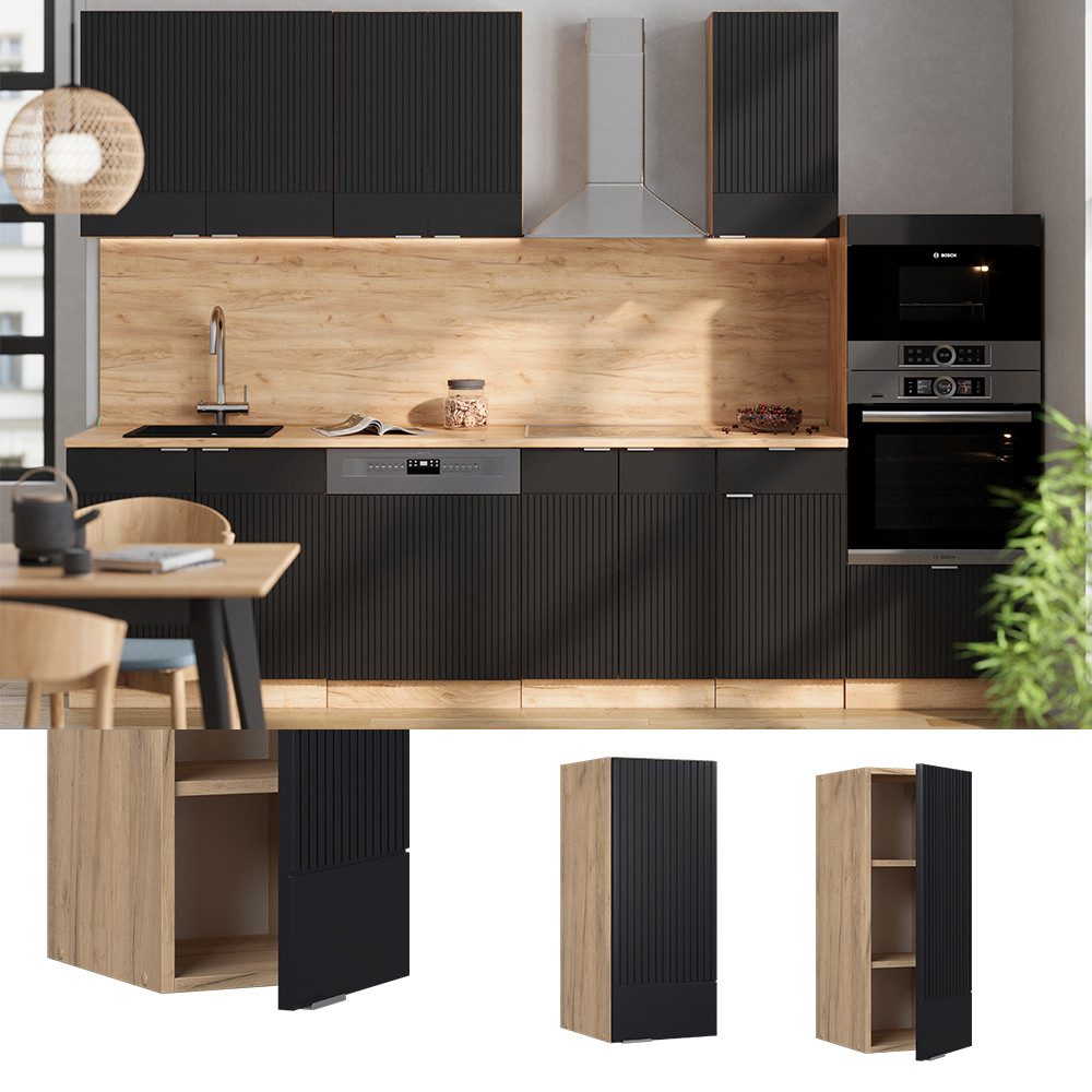 Vicco Hängeschrank Fame-Line, Schwarz gestreift/Goldkraft Eiche, günstig online kaufen