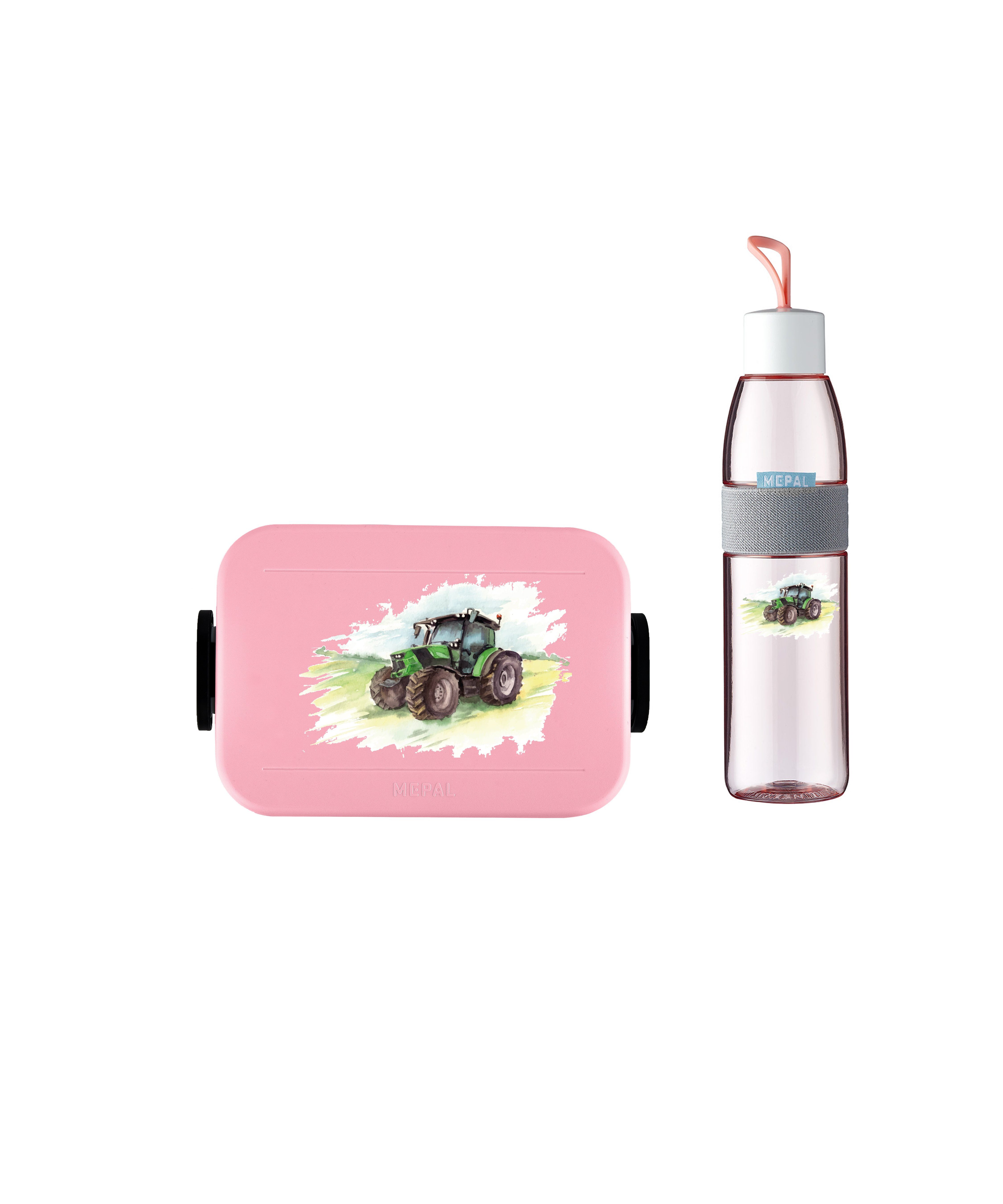 Mepal Lunchbox Mepal Lunchbox Take a break midi Bento Box mit einem Trecker, Mit Trinkflasche Nordic-Pink