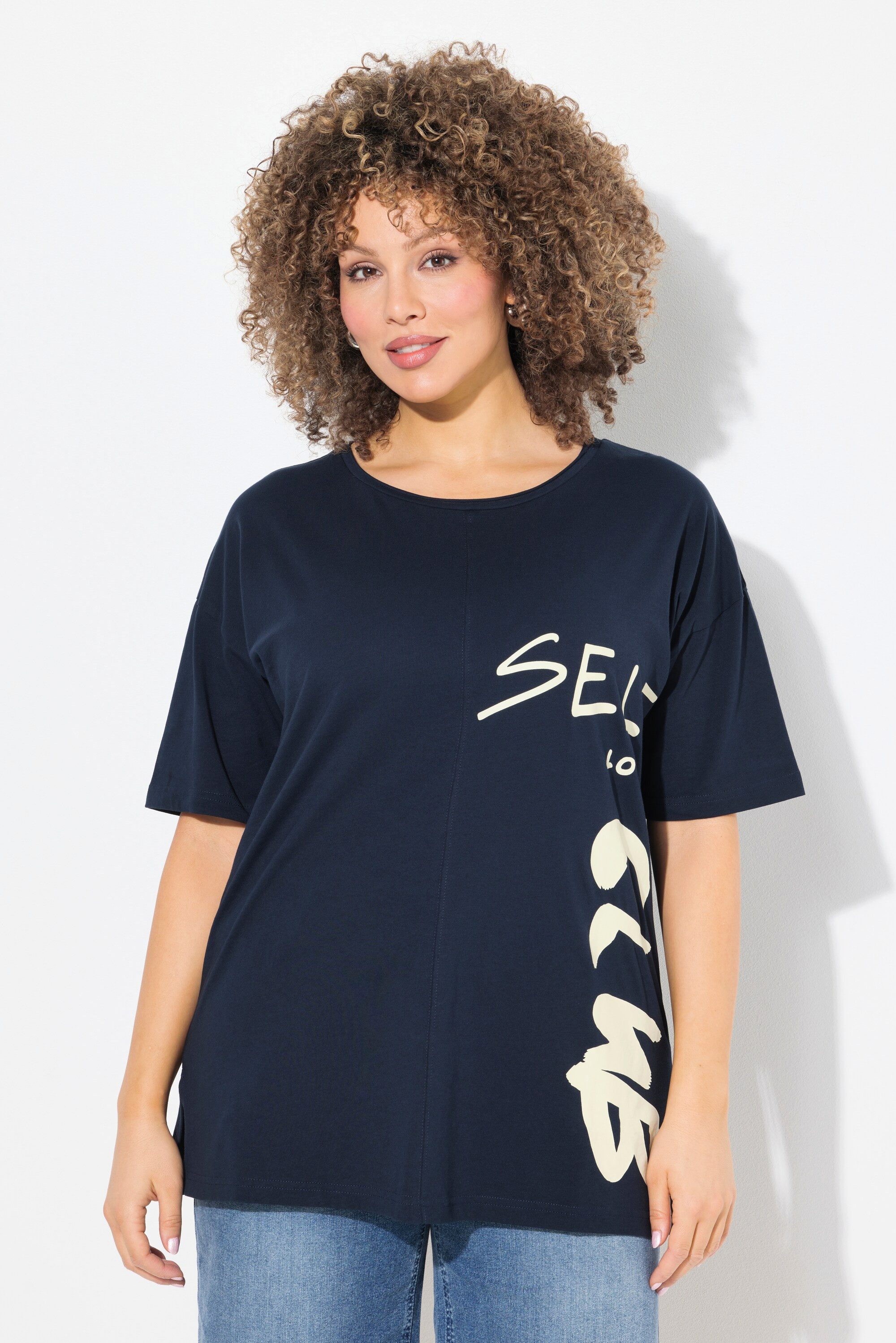 Ulla Popken T-Shirt T-Shirt Schriftdruck Oversized günstig online kaufen