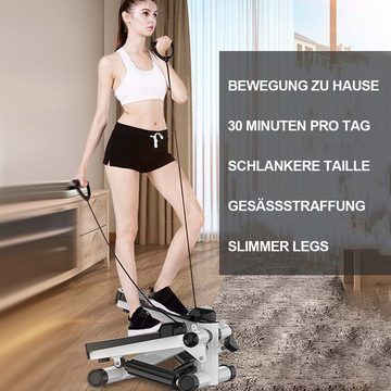 Novzep Mini-Stepper Leiser Stepper mit Widerstandsbändern, Mini-Heimtrainingsgerät mit Spannseilen