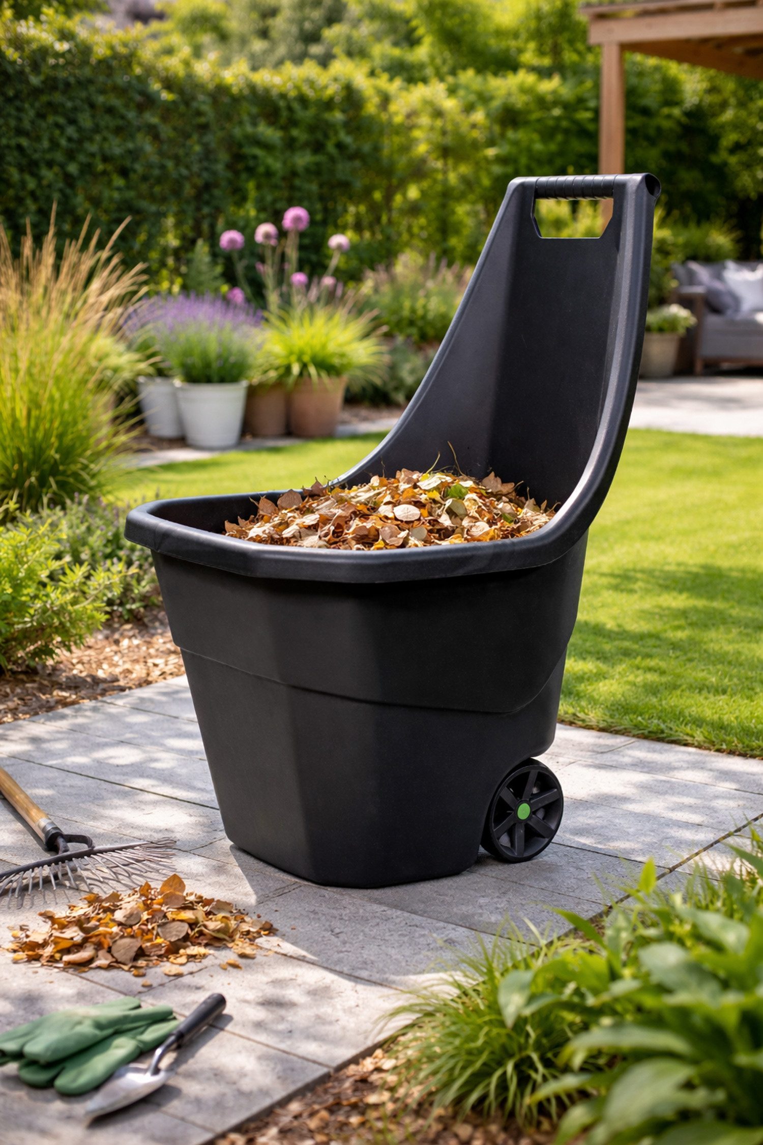 Mojawo Schubkarre Schubkarre Gartenkarre Handwagen Gartentrolley 55Liter Schwarz – Bild 2 von 5