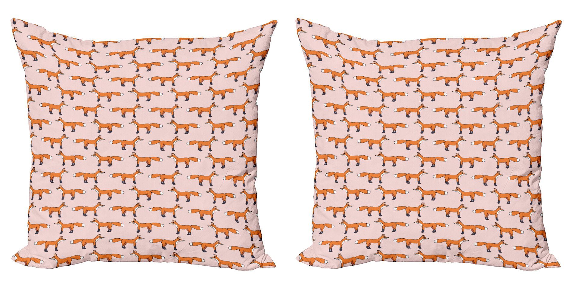 Kissenbezüge Modern Accent Doppelseitiger Digitaldruck, Abakuhaus (2 Stück), Fuchs Cartoon Lächeln Tiermuster