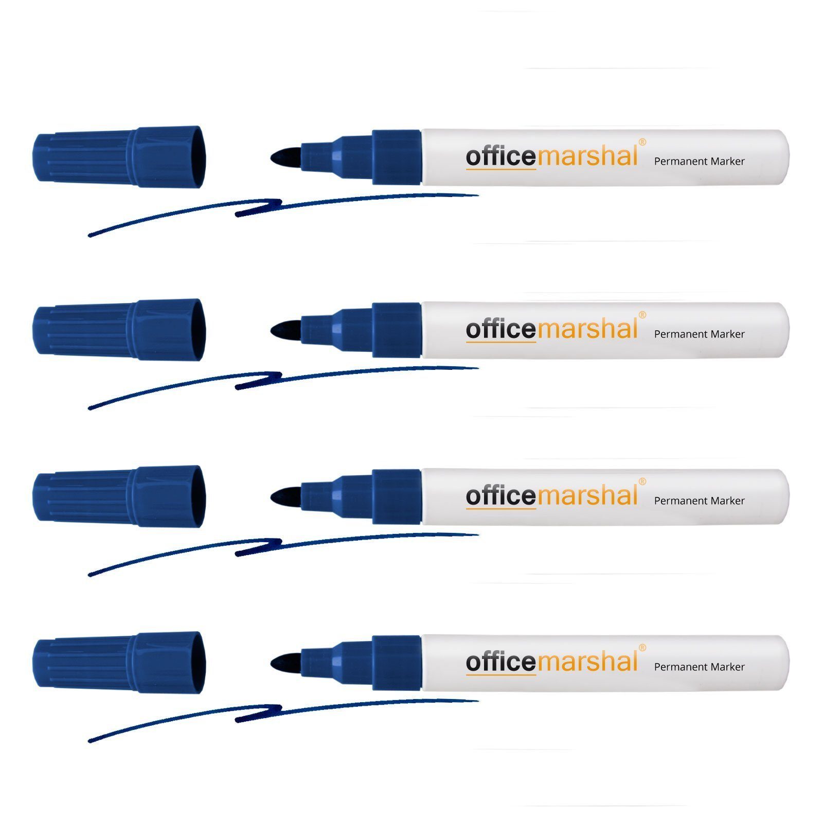 Office Marshal Whiteboard Marker 10er-Set verschiedene Farben, 4 Farben, (10-tlg), Für Whiteboards und Flipcharts Blau