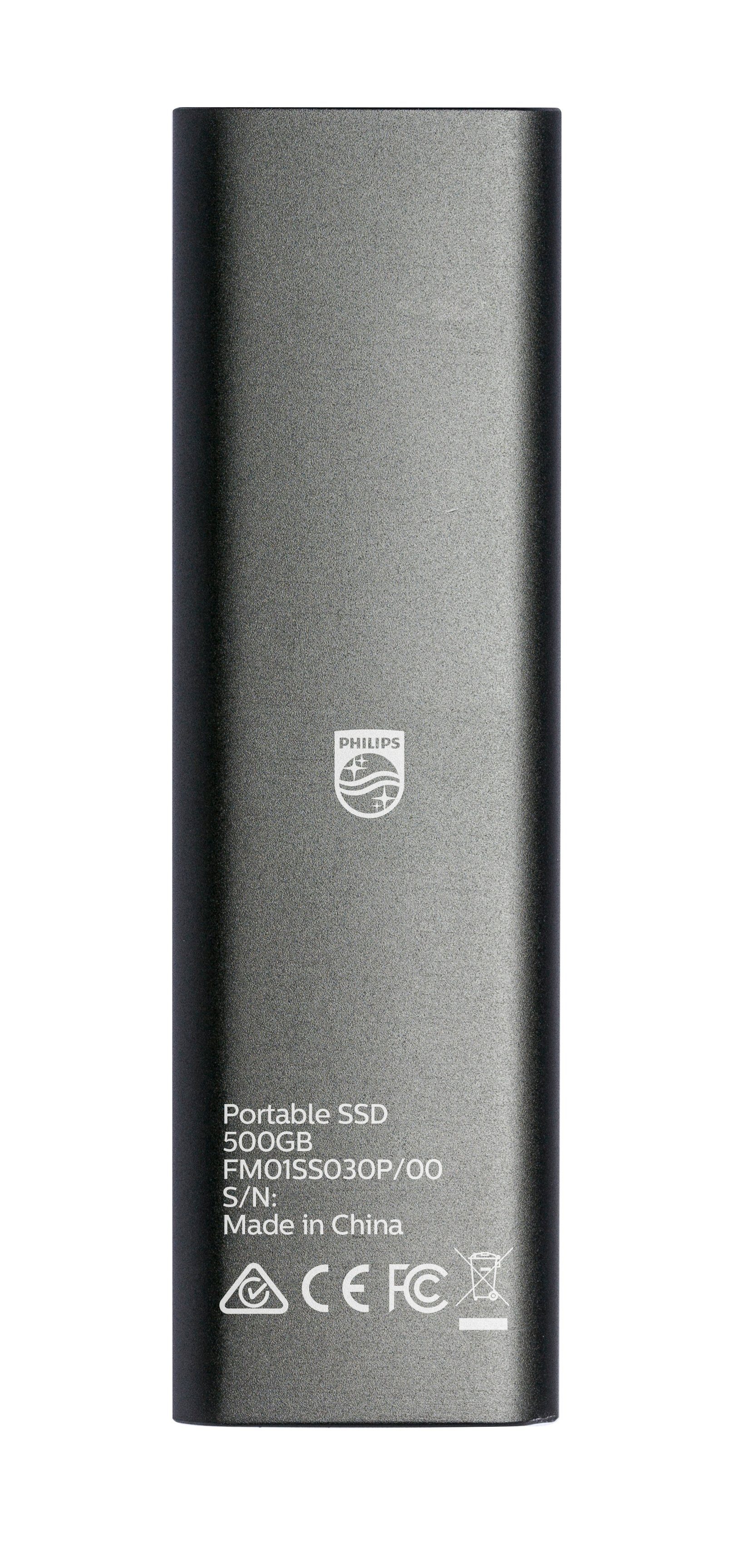 SATA" Ultra Schreibgeschwindigkeit, Lesegeschwindigkeit, Speed 520 (500GB) USB-C 540 externe Aluminium, 3.2 MB/S FM50SS030P/00 Space Philips MB/S Grey, SSD