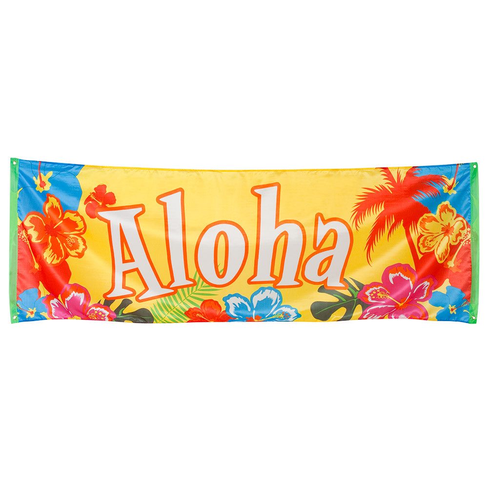 Boland Hawaii-Kostüm Polyester Banner Aloha 74x220 cm Partydeko Hawaii Sommer Karneval, Wandbanner mit Ösen zur einfachen Befestigung
