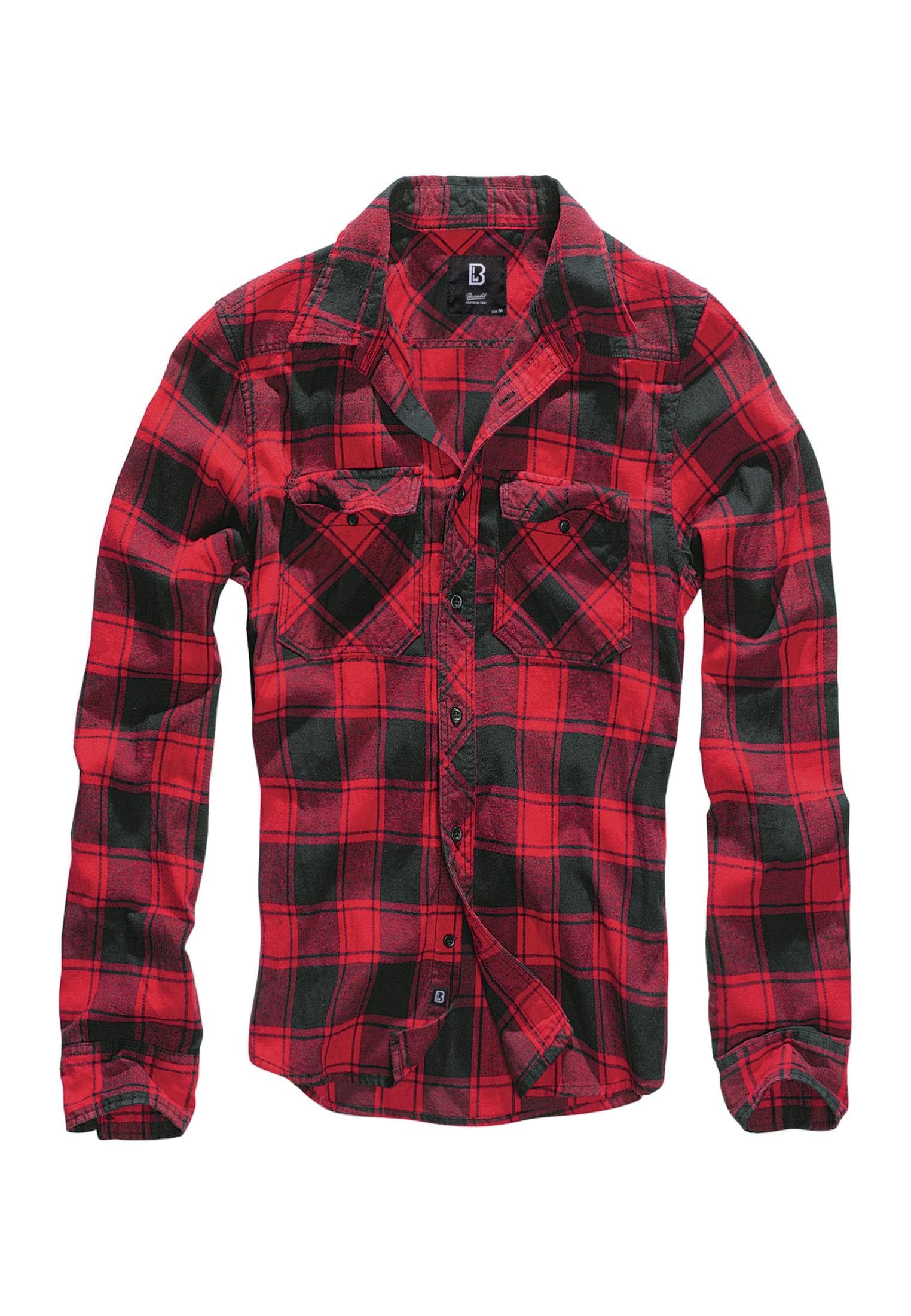Brandit Langarmhemd Herren Checked Shirt (1-tlg) red-black