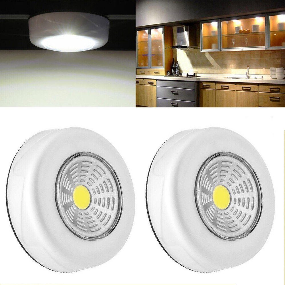 LETGOSPT LED Unterbauleuchte Küche Touch Lampe tageslichtweiß, Batterien, LED fest integriert, Tageslichtweiß, kabellose LED-Nachtlichter, tragbare Nachttischlampe zum Stillen 2 Stück LED Nachtlicht