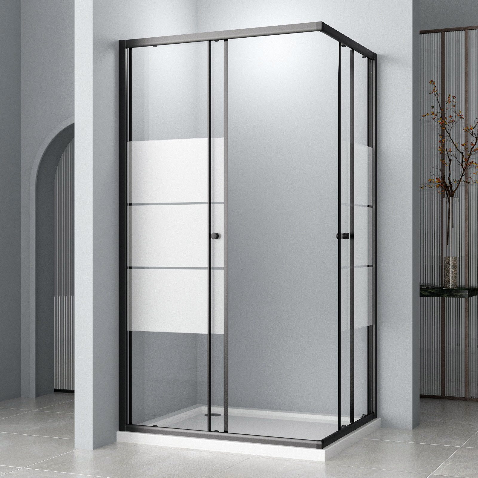 Hopibath Eckdusche milchglas Duschkabine 80x100 100x100 günstig online kaufen