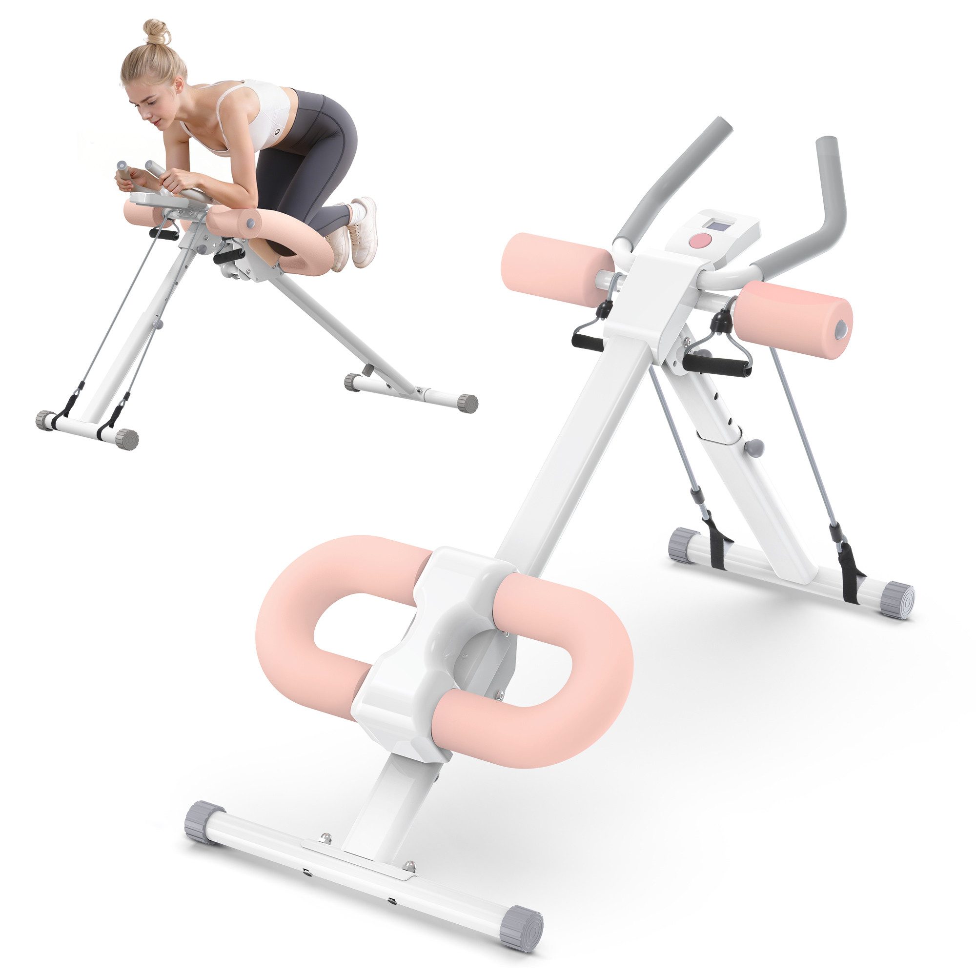 Warmounts Bauchtrainer verstellbares Ab Workout Gerät Ab Roller mit Knieschutz, Bauchtrainer für Bauch klappbar, Hause Gym Fitness