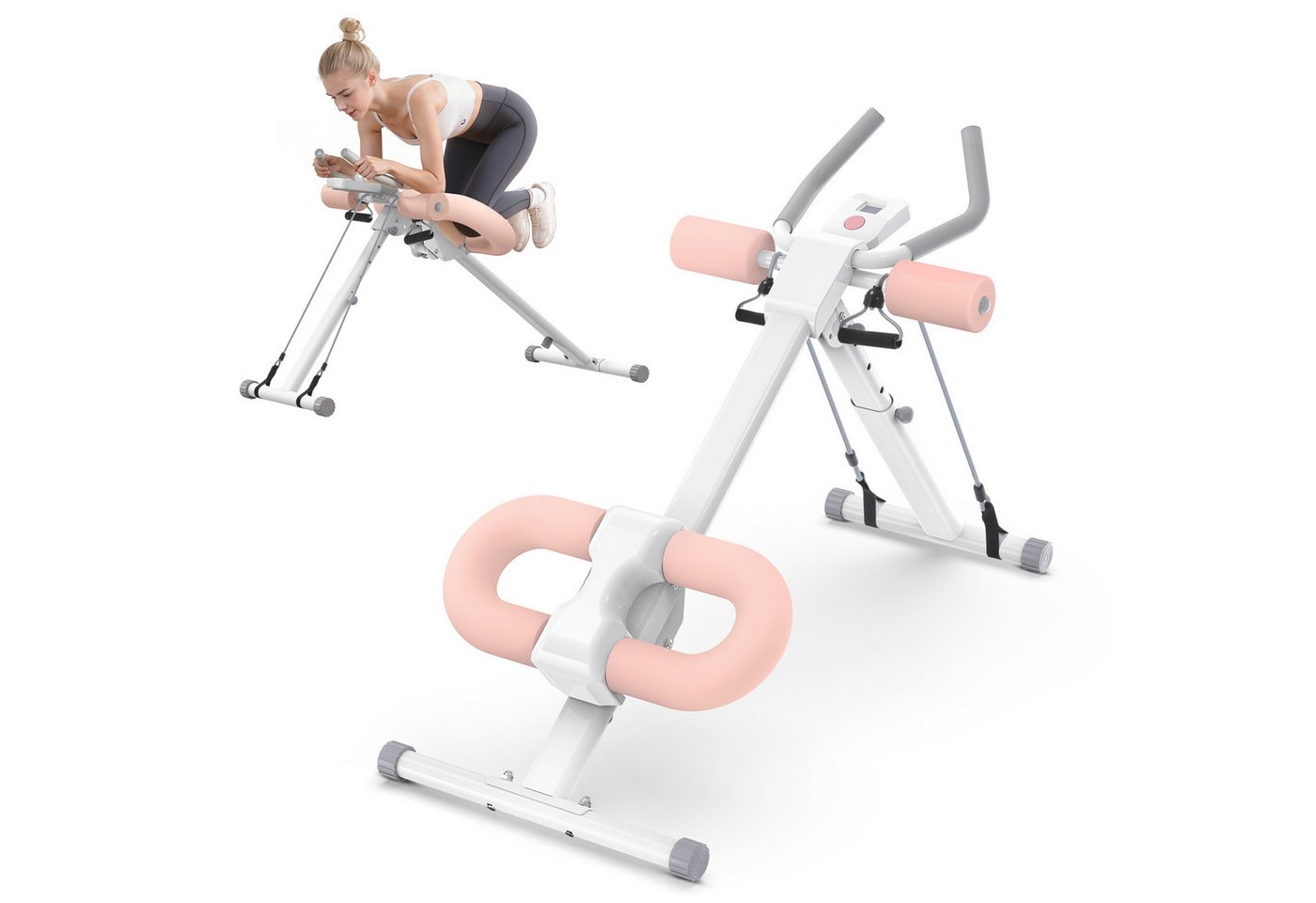 Warmounts Bauchtrainer verstellbares Ab Workout Gerät Ab Roller mit Knieschutz, Bauchtrainer für Bauch klappbar, Hause Gym Fitness
