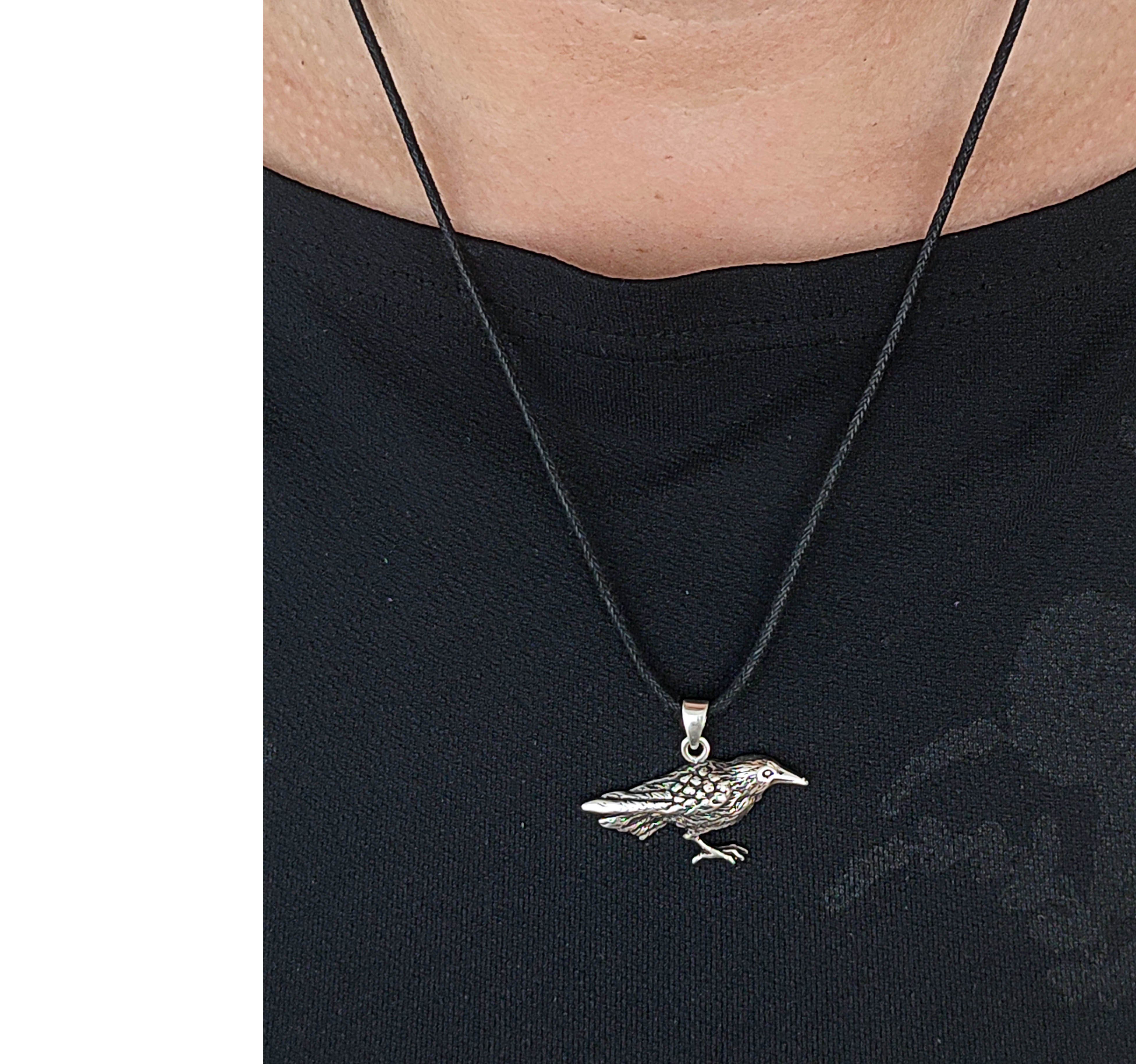 Kiss of Leather Kettenanhänger Raben Anhänger 925 Sterling Silber Odin Odins Rabe Raven Hugin Munin