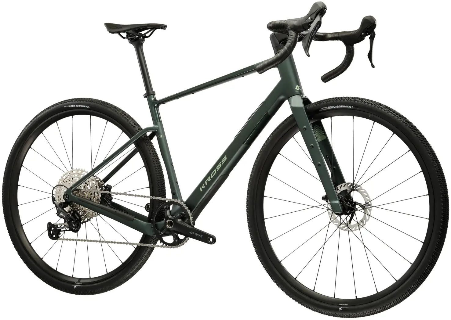 Kross Gravelbike KROSS Gravelbike Carbon Esker ADV 1.0 28" grün 12 Gänge 2026, 12 Gang Shimano GRX RX822 Schaltwerk, Kettenschaltung, Rahmen aus Carbon