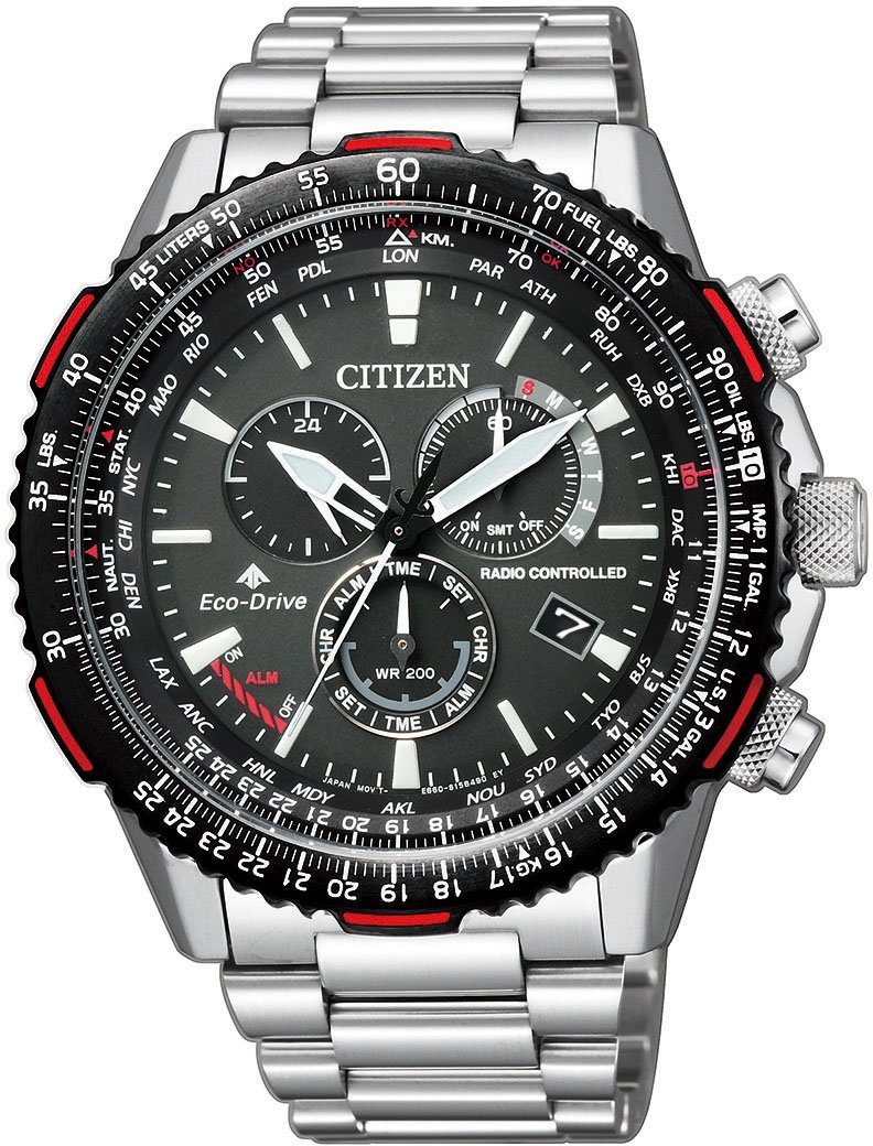 Citizen Funkchronograph Promaster Sky CB5001-57E, Armbanduhr, Herrenuhr, Solar, Stoppfunktion, bis 20 bar wasserdicht