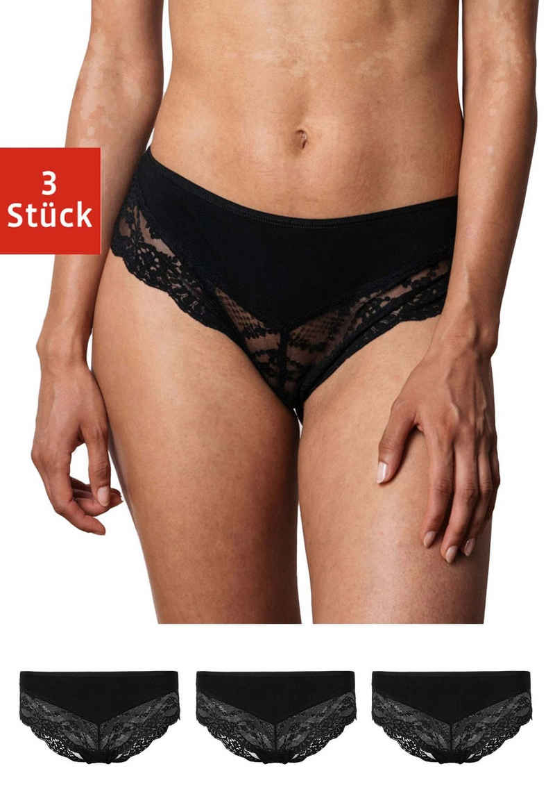 SNOCKS Hipster Panties Damen Unterhose (3-St) mit Spitze, bequem und elegant