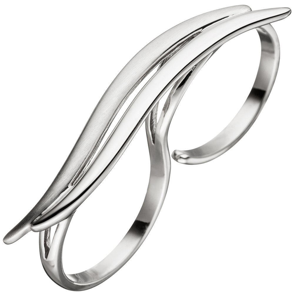 Silber Silber Ring echtem teilmattiert, Zweifingerring aus Silberring Krone Sterling 925 Schmuck Damenring 925