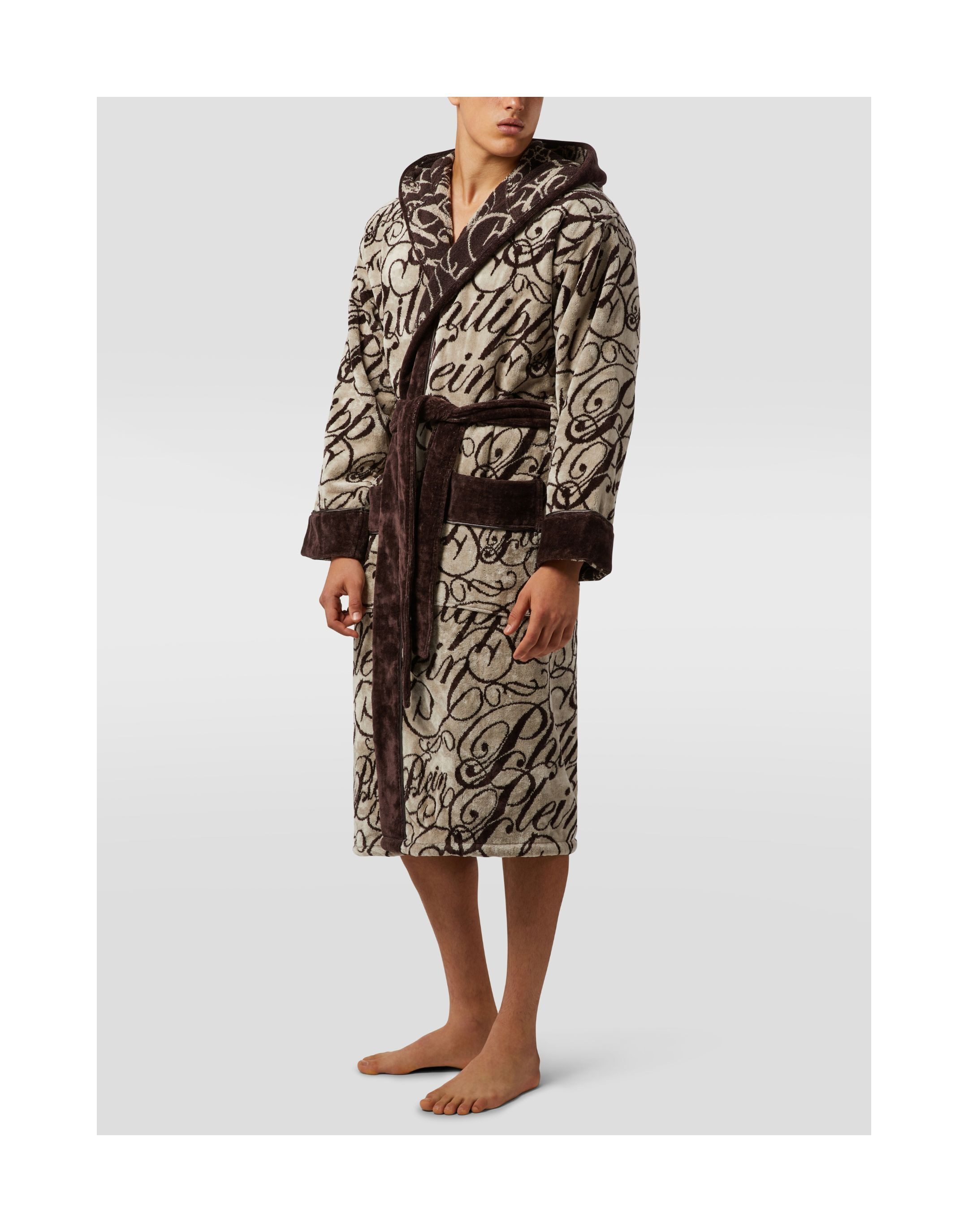 PHILIPP PLEIN Bademantel Hooded Bathrobe Signature