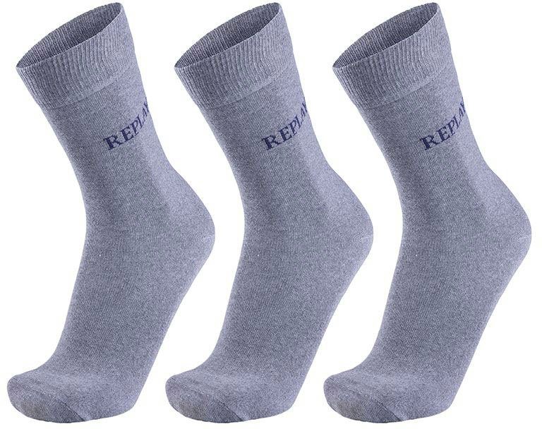 Replay Socken mit Logoschriftzug 3x grau-meliert