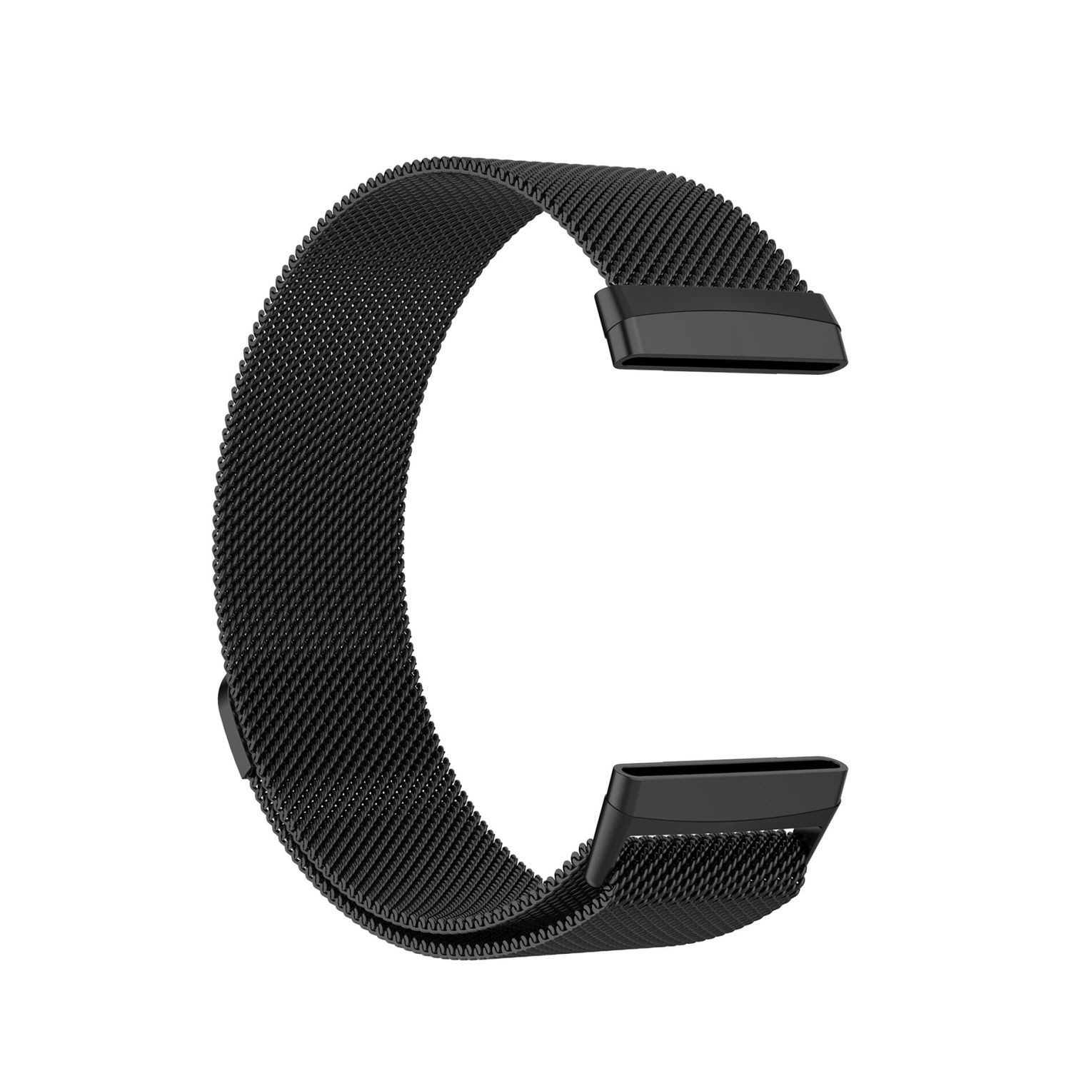 Wigento Smartwatch-Armband Für Fitbit Versa 4 + 3 / Sense 1+ 2 Magnet Metall Uhr Armband Schwarz