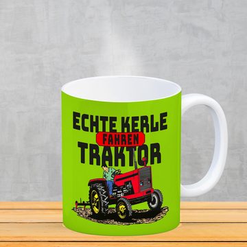 speecheese Tasse Echte Kerle fahren Traktor Kaffeebecher in grün