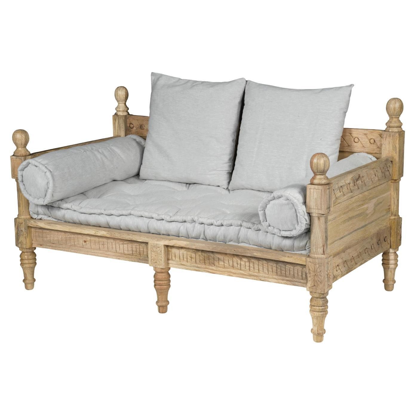 baario 2-Sitzer 2 Sitzer Sofa POBRI Barock, Massivholz & Leinen Couch Antik Design