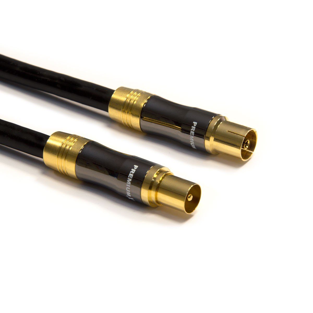 PremiumX 10m Gold-Line TV Antennenkabel Schwarz IEC-Anschlusskabel TV-Kabel
