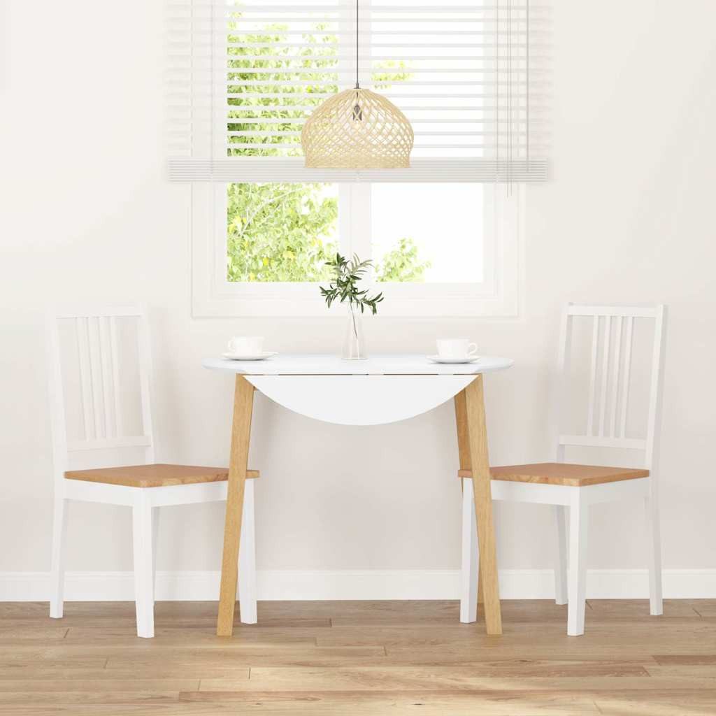 vidaXL Esszimmerstuhl Esszimmerstühle 2 Stk. Weiß Massivholz Gummibaum (2 S günstig online kaufen