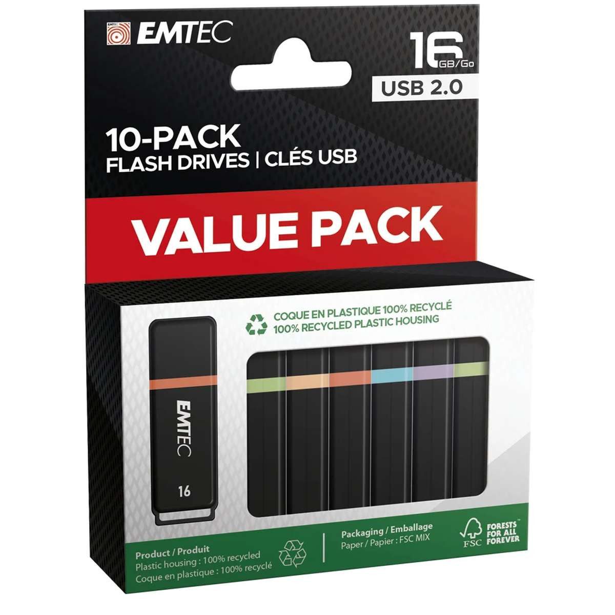 EMTEC Emtec K100 USB-Stick 16 GB USB Typ-A 2.0 Schwarz, Mehrfarbig USB-Stick