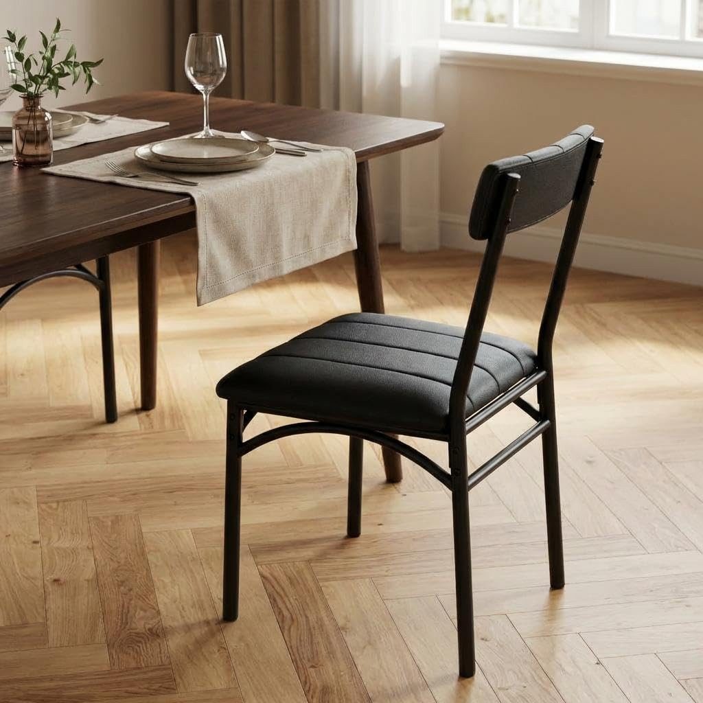 Esszimmerstuhl 2pcs Metall Essstühle Set für 2 moderne Küche Polsterstühle