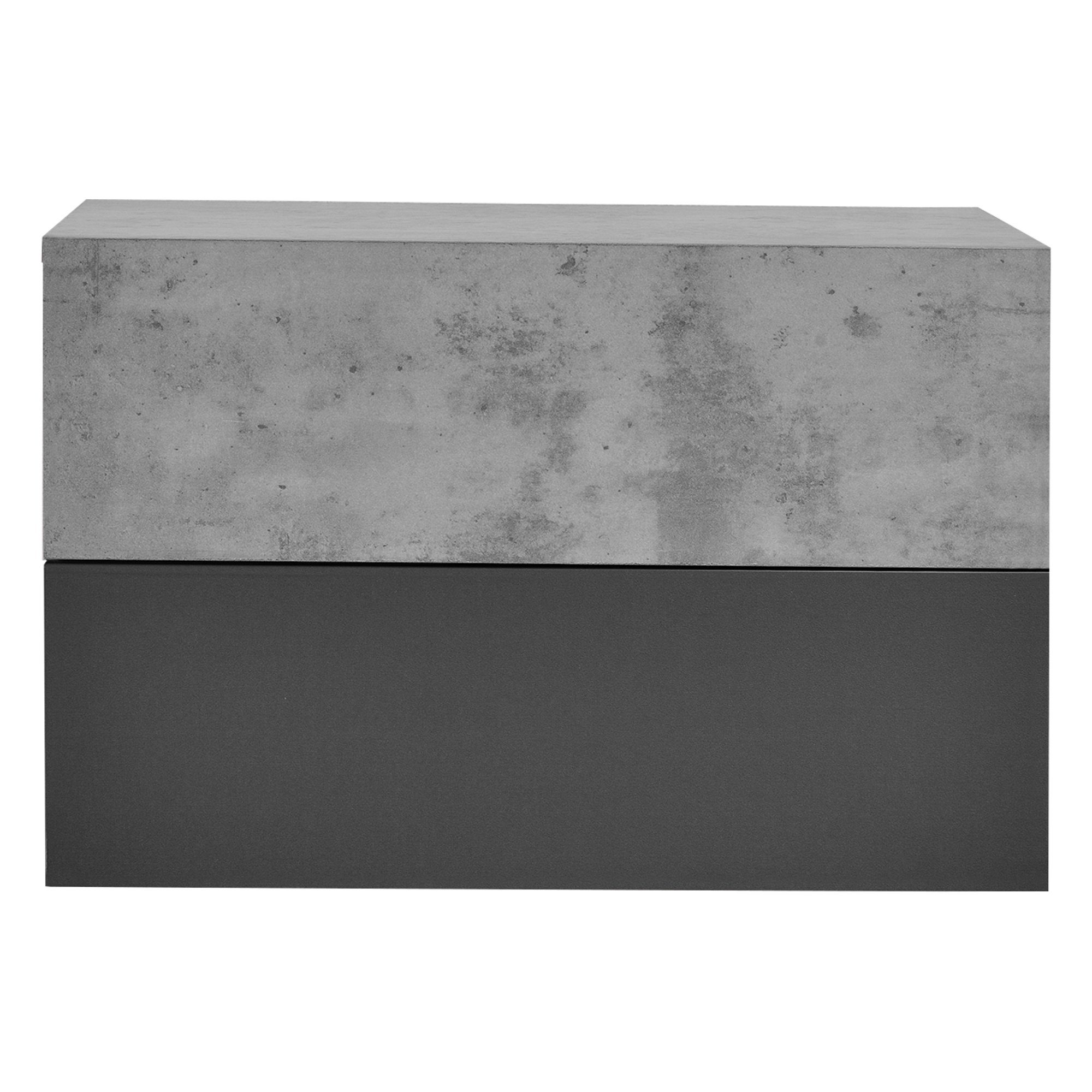 46x30x15cm en.casa Beton-Optik/Dunkelgrau Nachtschrank »Oslo« Beton/grau Schublade mit