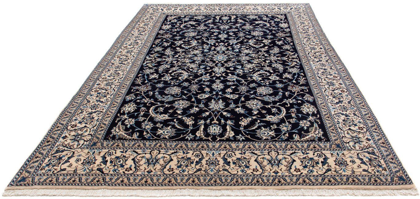 Wollteppich Nain Blumenmuster Blu scuro 295 x 199 cm, morgenland, rechteckig, Höhe: 10 mm, Unikat mit Zertifikat