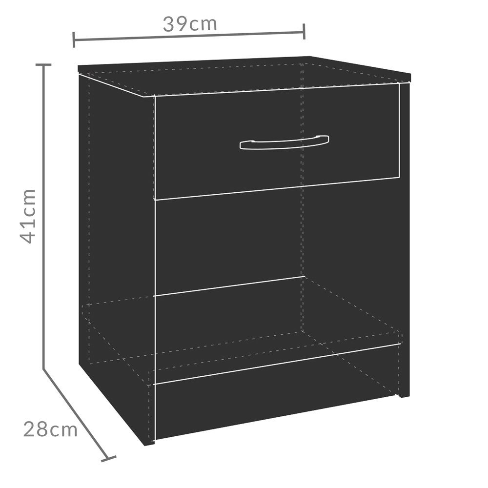 Casaria Grau Schublade (2-St), Holz Modern Nachttisch mit 41x39x28cm Schlafzimmer Nachtschrank Kiel Bett