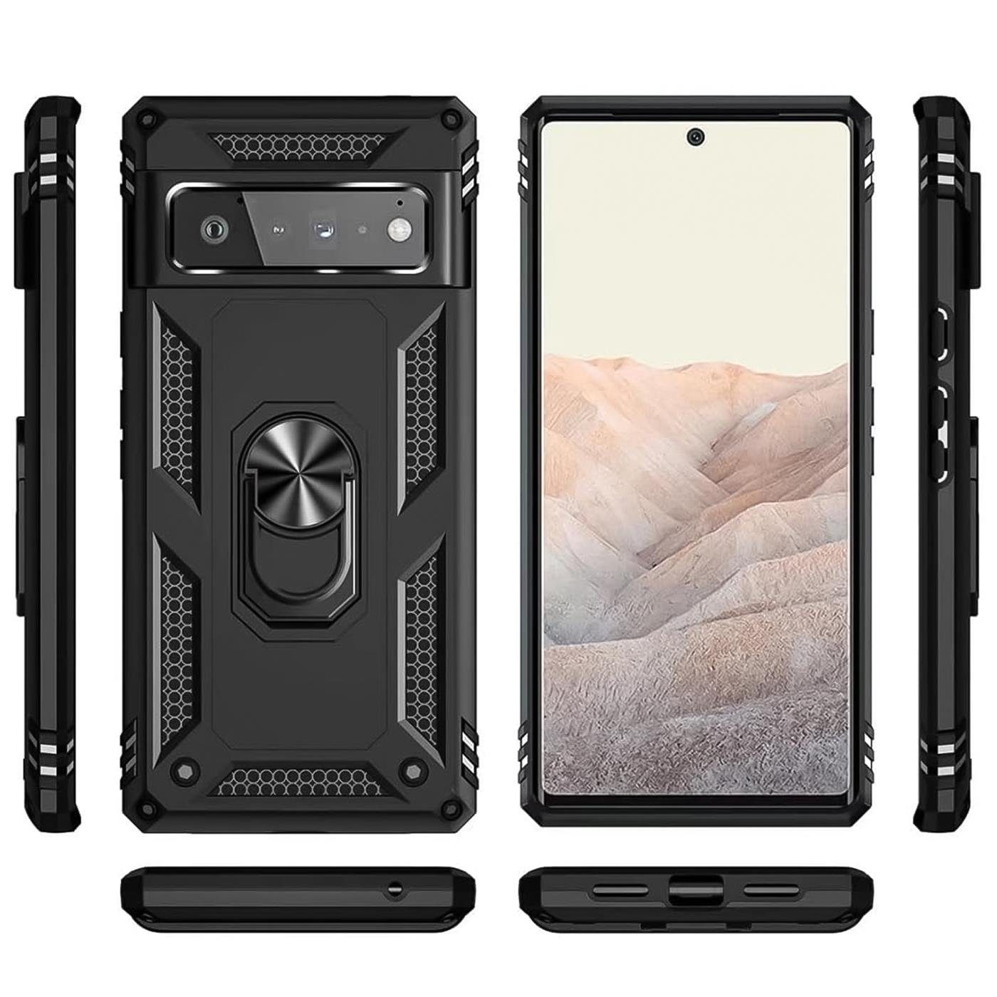 CoolGadget Handyhülle Armor Shield Case für Google Pixel 6 Pro 6,7 Zoll, Outdoor Cover Magnet Ringhalterung Handy Hülle für Pixel 6 Pro