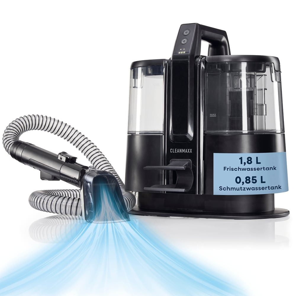 CLEANmaxx Teppichreinigungsgerät Polster- & Teppichreiniger Pro - Waschsauger - Polsterreiniger Gerät, 185 W, kompakter Akku Nass Trockensauger  - Nasssauger 22 V - Vacuum Cleaner